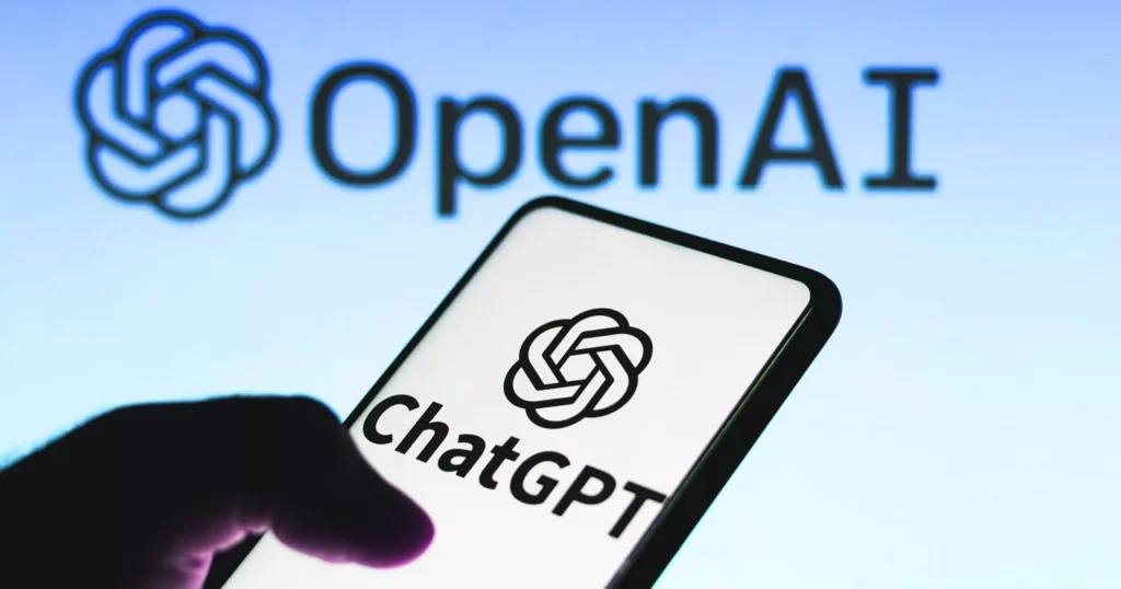 ChatGPT by OpenAI displayed on a smartphone screen, representing top AI tools for digital marketers in 2025.
